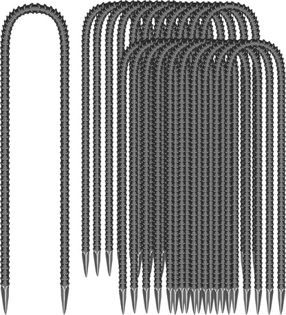 22 Pieces 12-Inch Garden Ground Stakes Galvanized Steel U Shape Hook Rebar Stake - Heavy Duty