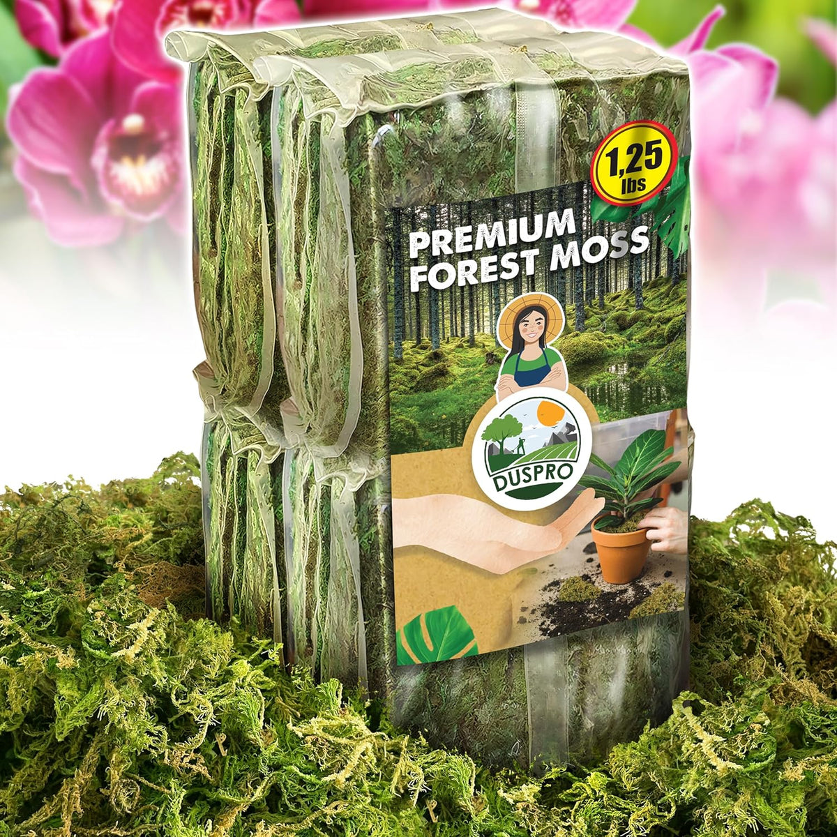 DUSPRO Big Bag Dried Forest Moss for Plant Propagation Sphagnum Moss Bulk for Orchid Repotting Mix