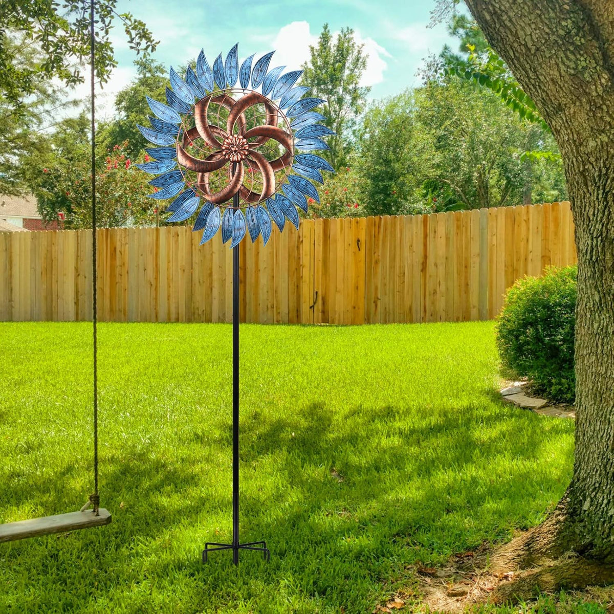 WONDER GARDEN Wind Spinner - 6.2FT Large Wind Sculpture Wind Spinner Metal Windmills for Patio Lawn
