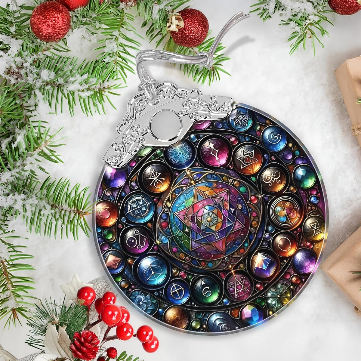 Alchemy Stained Glass Ornament - Christmas Ornament - Christmas Decorations for Tree - Holiday