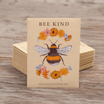 Bentley Seed Co. | Bee Kind Pollinator | Beautiful Bee Art | Environmental Favors Cards for Guests