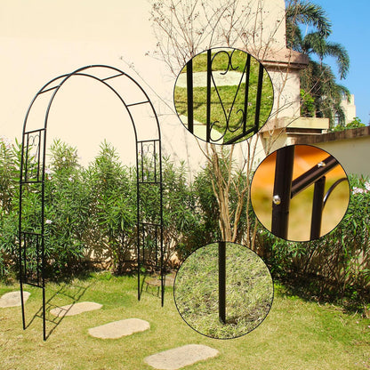 6.9ft H X 4.1ft W Metal Garden Arch Trellis, Garden Arbor for Climbing Plants, Wedding Arch Arbor