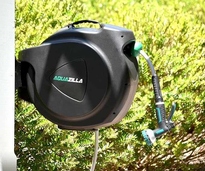 Retractable Garden Hose Reel, 120Ft x 1/2" Durable Wall Mounted Water Hose Reel with 180¡ãSwivel