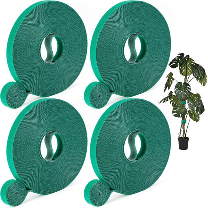 4 Roll Plant Tape Garden Ties, 131 Ft Green Plant Ties for Climbing Plants, 1/2" Adjustable Twist