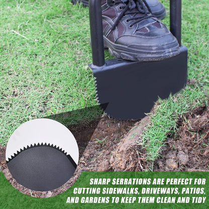 Height Adjustable Garden Edger Tool, Hand Steel Edger, Half Moon Lawn Edger, Saw-Tooth with Very