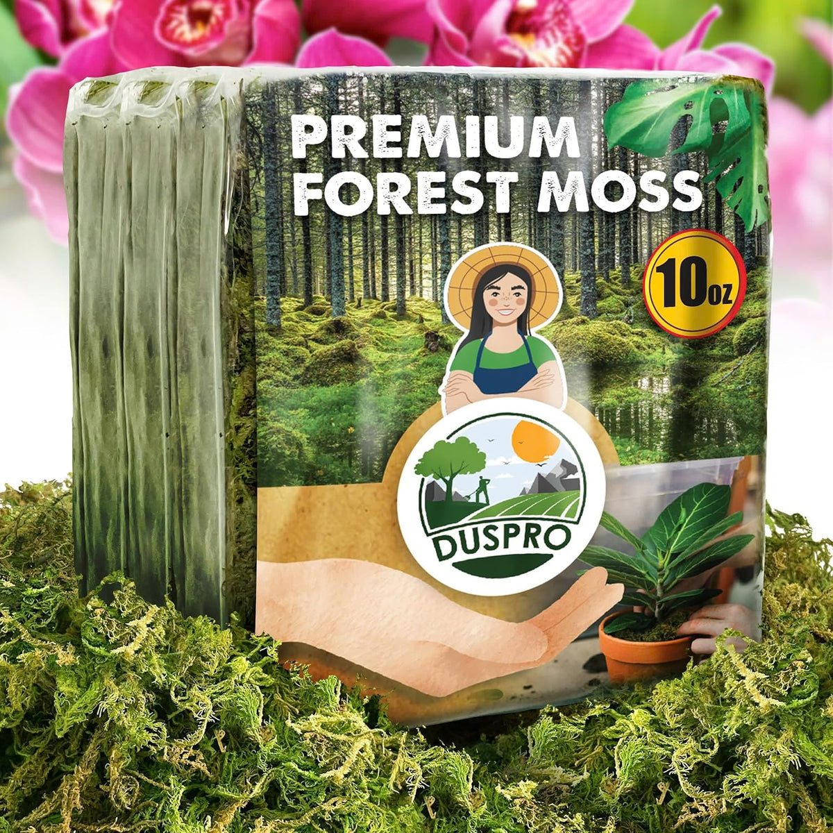 DUSPRO 10oz Dried Forest Moss for Potted Plants, Ideal for Orchid Moss Potting Mix Indoor Moisture