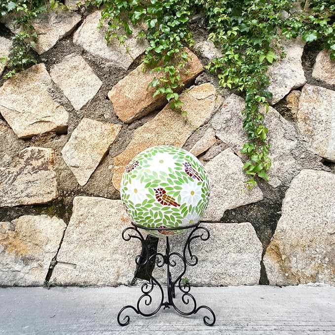 9" Metal Gazing Ball Stand, Scroll Gazing Globe Stand for 10 or 12 Inches Garden Gazing Globes