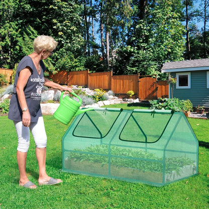 BPS 4x2x2 ft Mini Greenhouse with Green PE Cover UV-Protected Roll-Up Zipper Windows, Ideal for