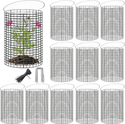 12 Sets of 16'' x 12'' Garden Plant Protectors from Animals With Detachable Covers ,36Pcs Metal