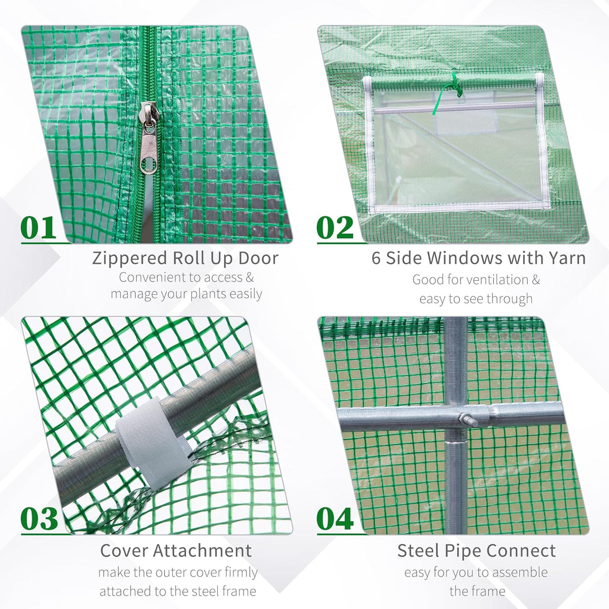 Outsunny 12' x 10' x 7' Outdoor Walk-in Greenhouse, Tunnel Green House with Roll-up Windows