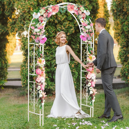 Evergreen Plow & Hearth Montebello White Garden Arbor - 7 Feet Tall | Slim Metal Arch with Iron
