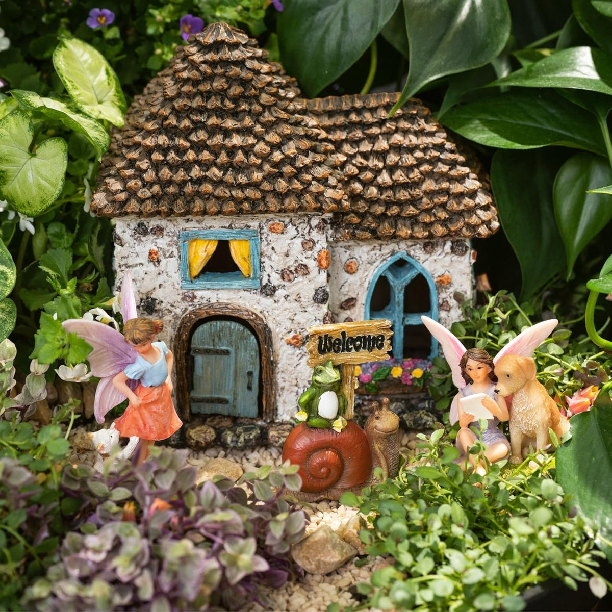 PRETMANNS Fairy House Kit - Fairy Garden Accessories for Outdoor Miniature Village Decor, with