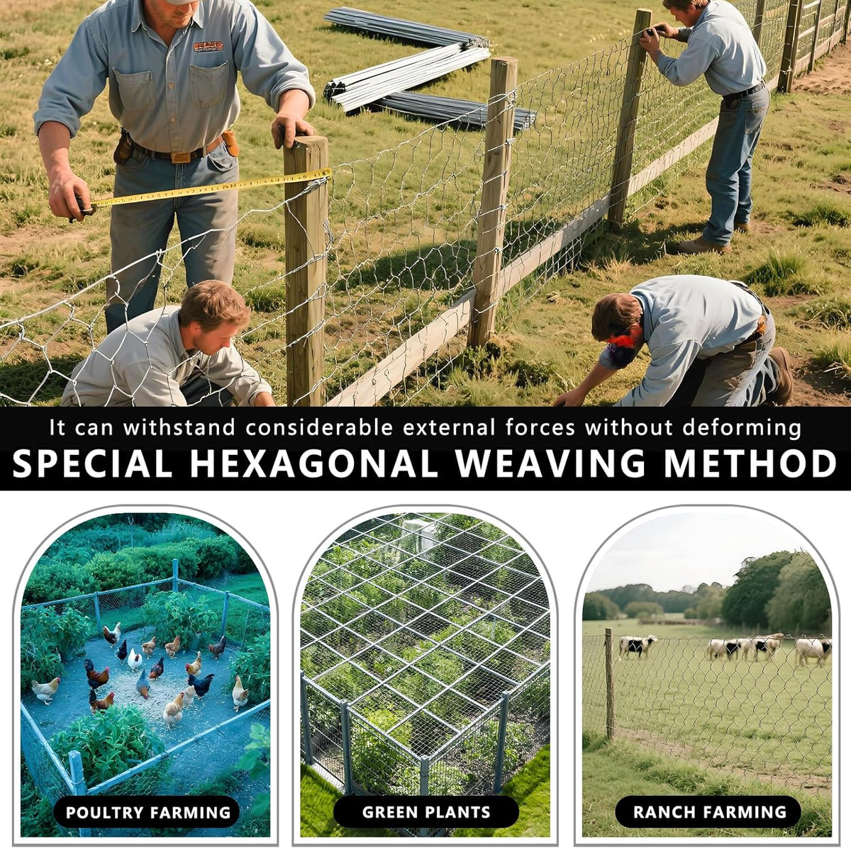 Chicken Wire, 15.7 in x 50 ft Garden Fence, Wire Mesh, Chicken Wires Fencing, Mesh Hexagonal