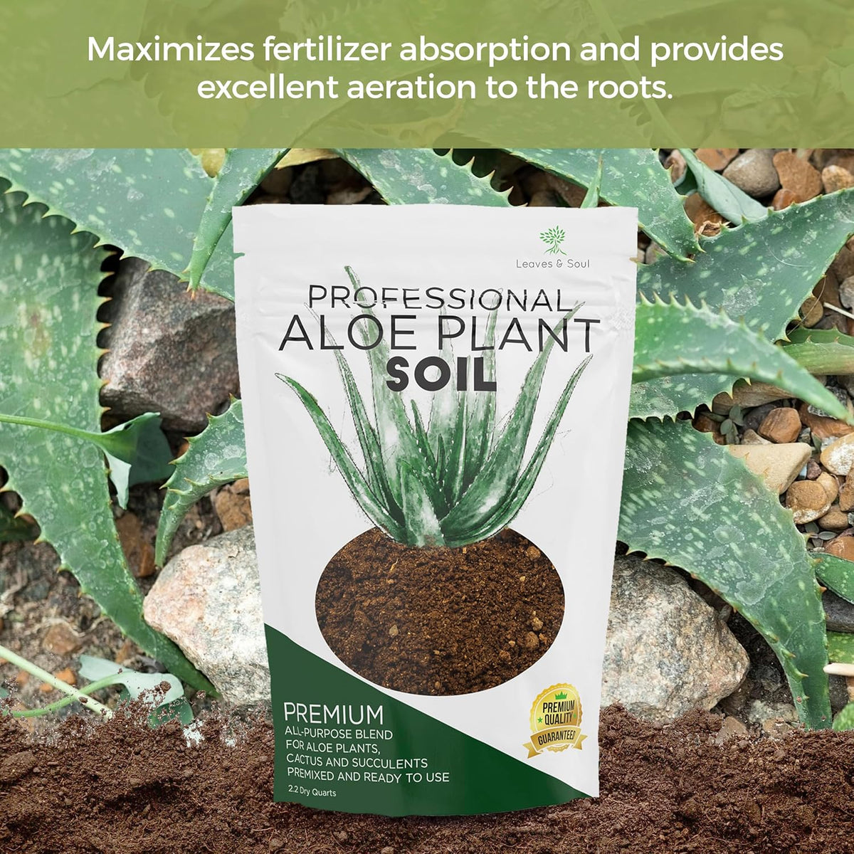 Professional Aloe Plant Soil | Premium All Purpose Blend | Large 2.2 Quarts | Ready to Use for