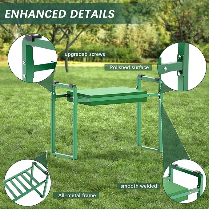 FLINTER Garden Kneeler and Seat, 10.2" Wider Heavy Duty Thick Gardening Bench for Kneeling and Seat