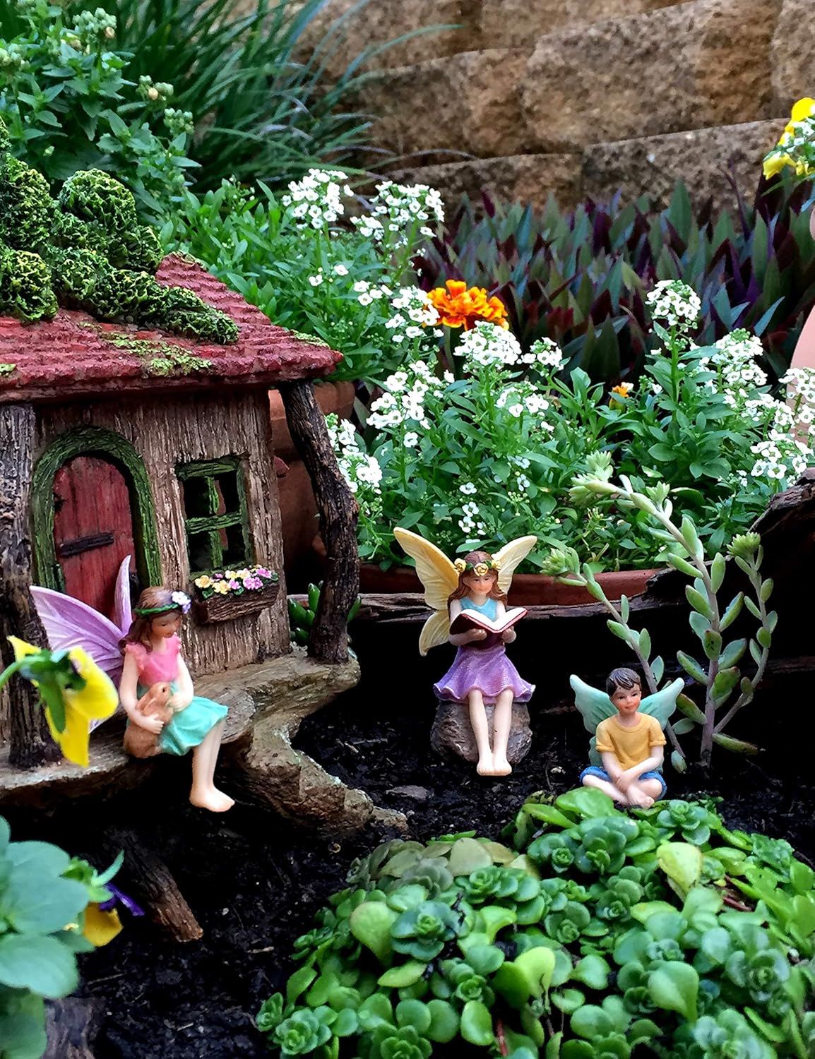 PRETMANNS Fairy House Kit - Fairy Garden Accessories for Outdoor Miniature Village Decor, with