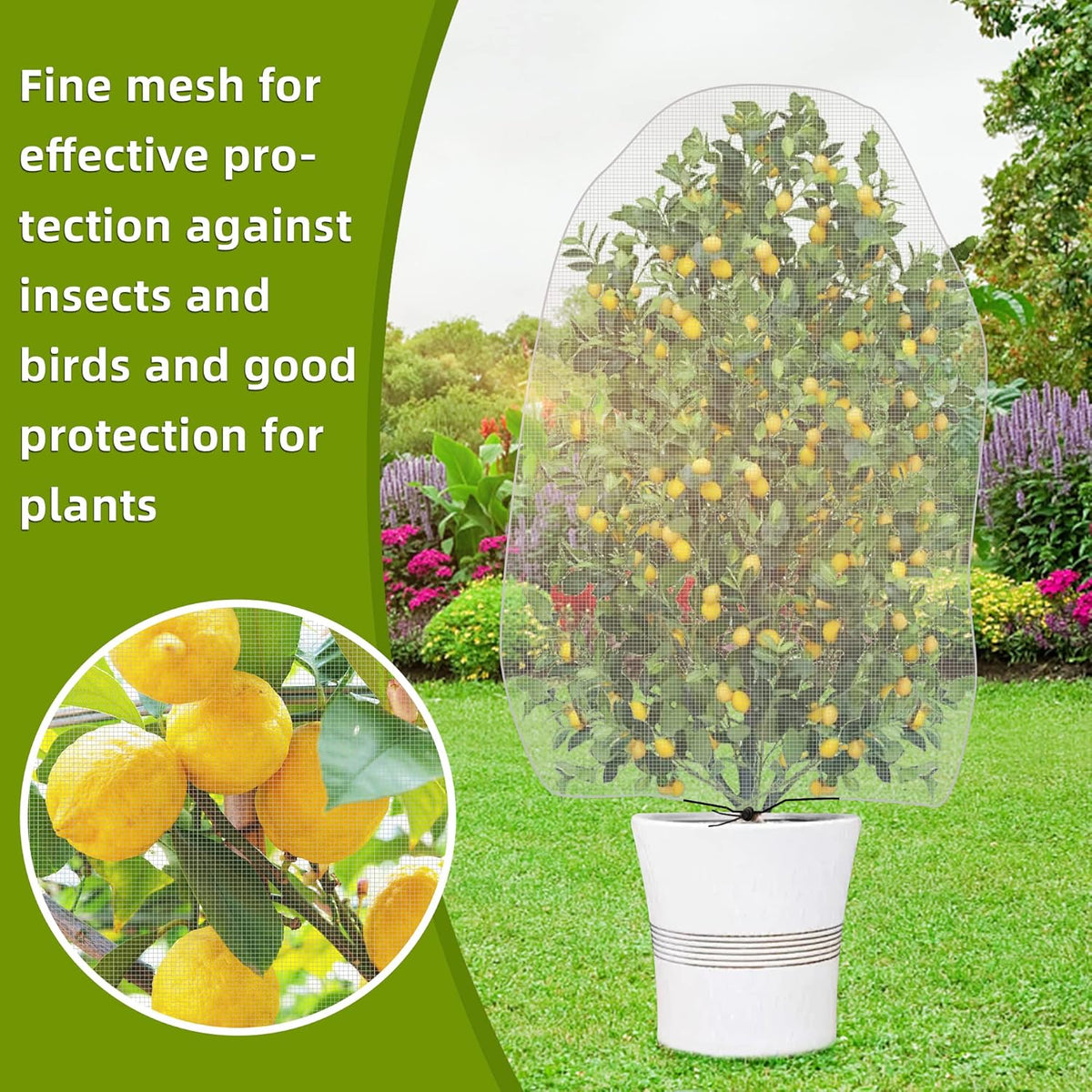 Alpurple 2 PCS Insect Bird Barrier Netting Mesh with Drawstring- 4.6 x 3 Ft Garden Bug Netting