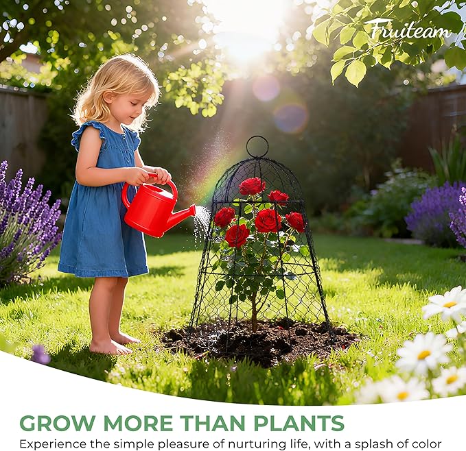 FRUITEAM Metal Plant Covers 6pcs, Heavy Duty Garden Cloche Plant Cage for Outdoor, 13"x15.8"H