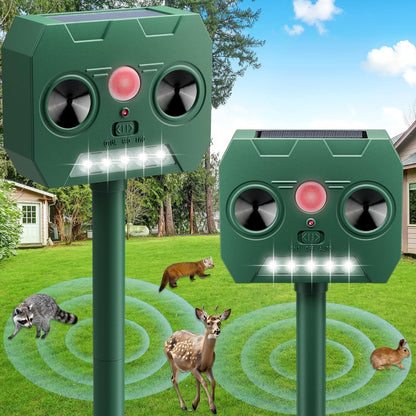 Ultrasonic Animal Repellent Outdoor Deer Repellent Devices Solar Powered,Squirrel Repellent Motion