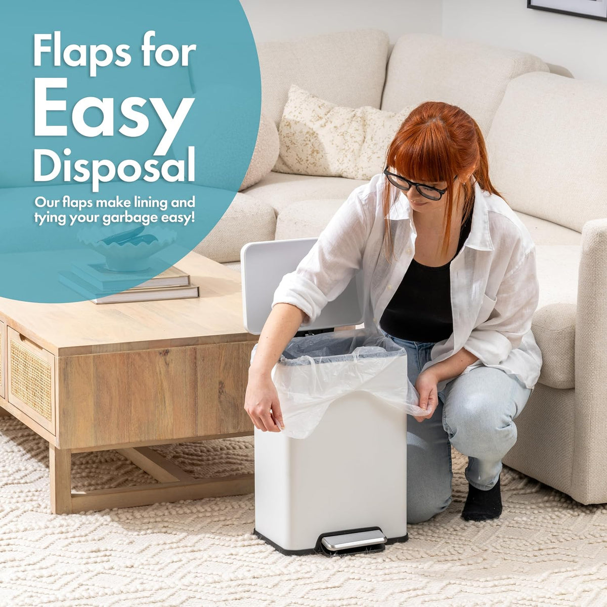 Trash Bags - Small Garbage Bags, Clear Trash Can Liners for Bathroom Bins, Bedroom, Office &