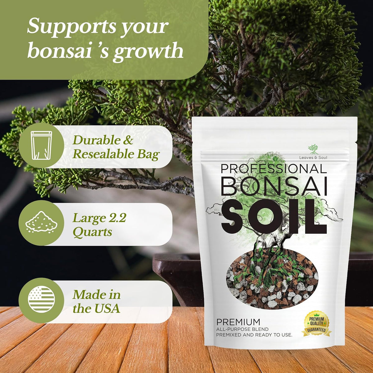 Bonsai Soil Premium All Purpose Blend | Pre-Mixed Ready to Use for Fast Drainage | Large 2.2 Quarts