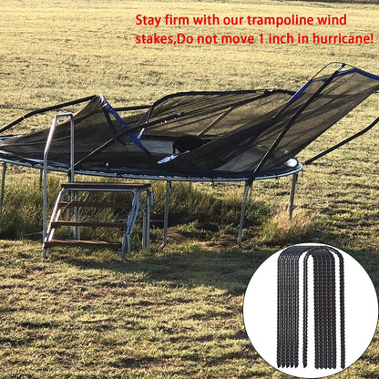 12-Inch Trampoline Wind Stakes, Extra Heavy Duty U Shaped Coated Rebar Stakes Safety Ground Anchors