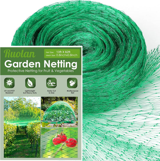 Ruolan Bird Netting for Garden Protect Vegetable Plants and Fruit Trees13X82Ft,Plastic Trellis