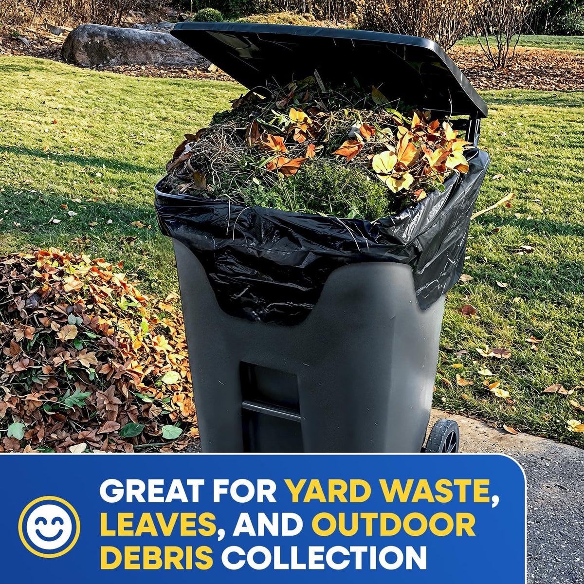 64-65 Gallon Trash Bags Heavy Duty with Flap Ties Extra Large Garbage Bags 2 Mil Outdoor Trash Bags