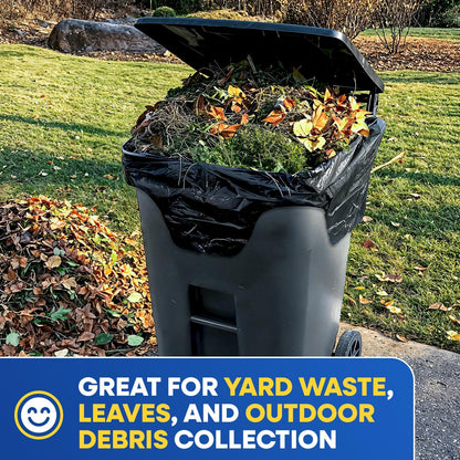 64-65 Gallon Trash Bags Heavy Duty with Flap Ties Extra Large Garbage Bags 2 Mil Outdoor Trash Bags