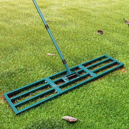 Lawn Leveling Rake Heavy Duty Stainless Steel Lawn Leveler Tool 45”x10” with 78” Adjustable Long