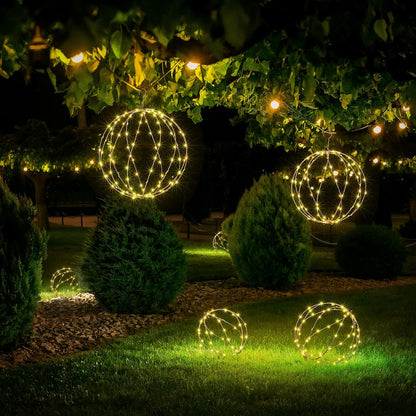 LIGHTSHARE 248LED 12IN+16IN+20IN Light Ball Yard Decoration Pathway Lights White Sphere Light Fold