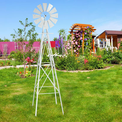 Garden Windmill for Yard Decor, 8 ft Tall Metal Windmill with Spinning Blades, Weather-Resistant