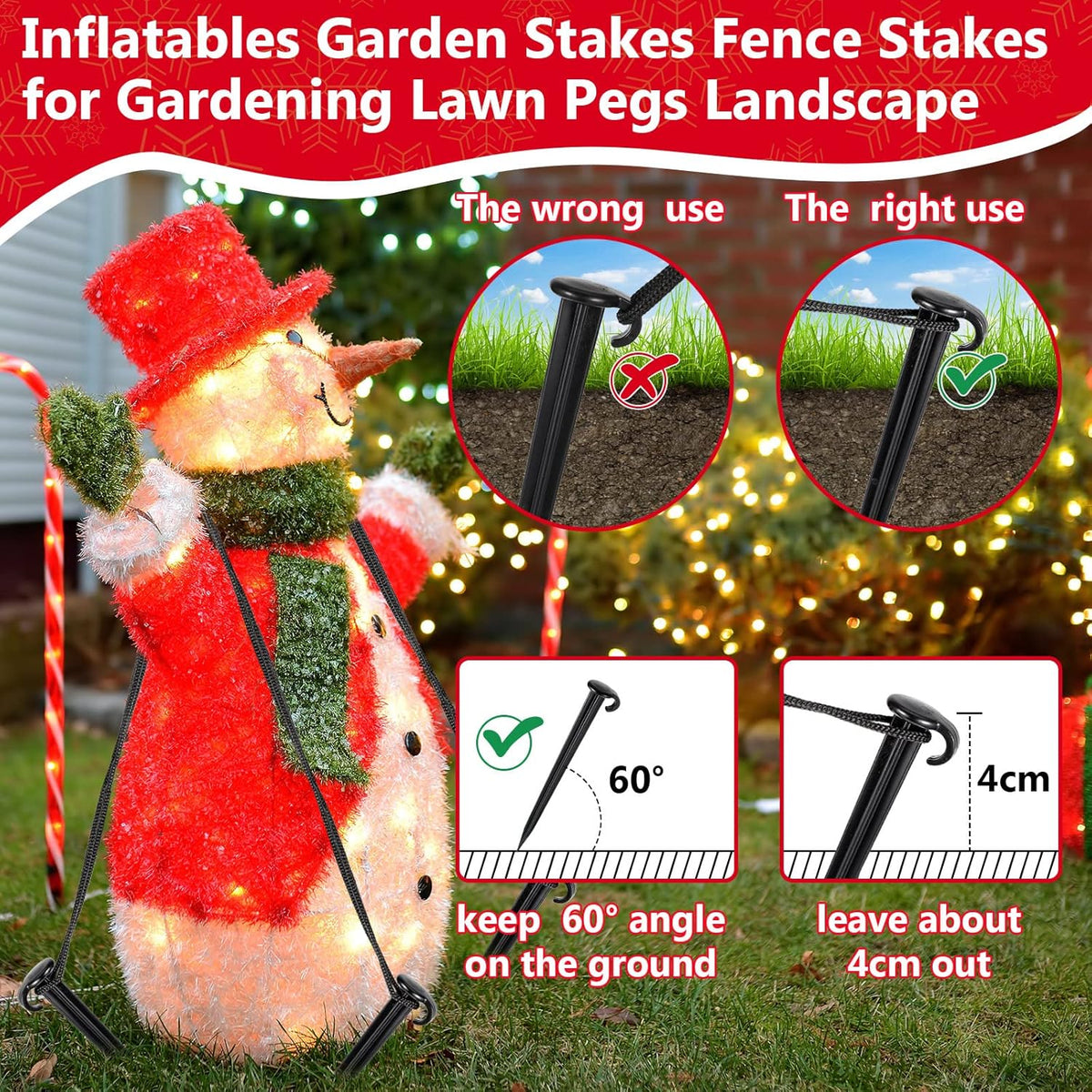 Vicenpal 24 Pcs 7 Inch Plastic Yard Stakes Inflatables Heavy Duty Plastic Garden Stakes for Tent