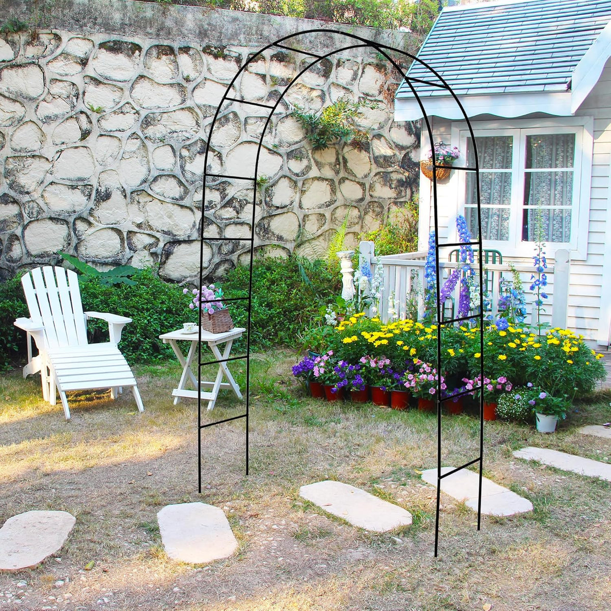 7.9 Ft H x 4.6 Ft W Metal Pergola Arbor,Assemble Freely 2 Sizes,for Various Climbing Plant Wedding