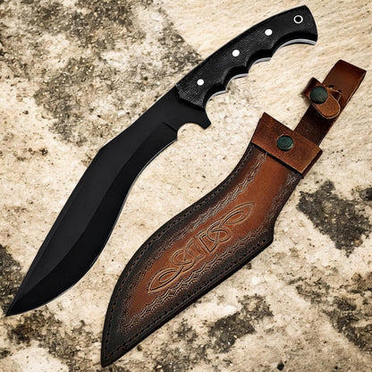 Poshland Handmade Kukri Knife with D2 Steel Blade, Durable G10 Handle, Premium Leather Sheath