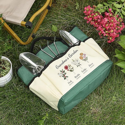 Personalized Garden Tools Set for Women: Custom Text Garden Tool Bag and Garden Shovel & Transplant