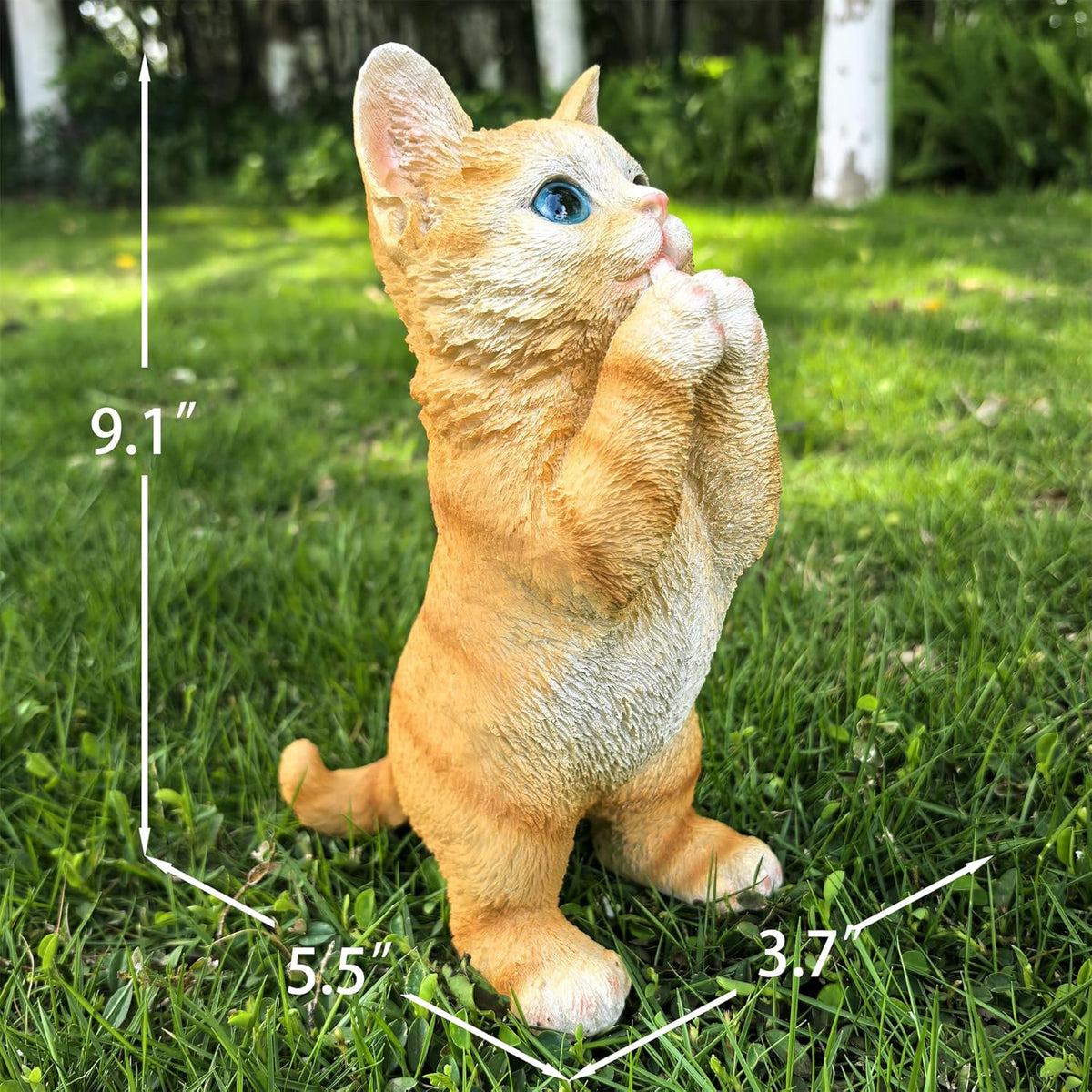Garden Cat Statue Decorative Outdoor,Fairy Art Yard Décor Figurine for Patio Lawn, Pets Statue