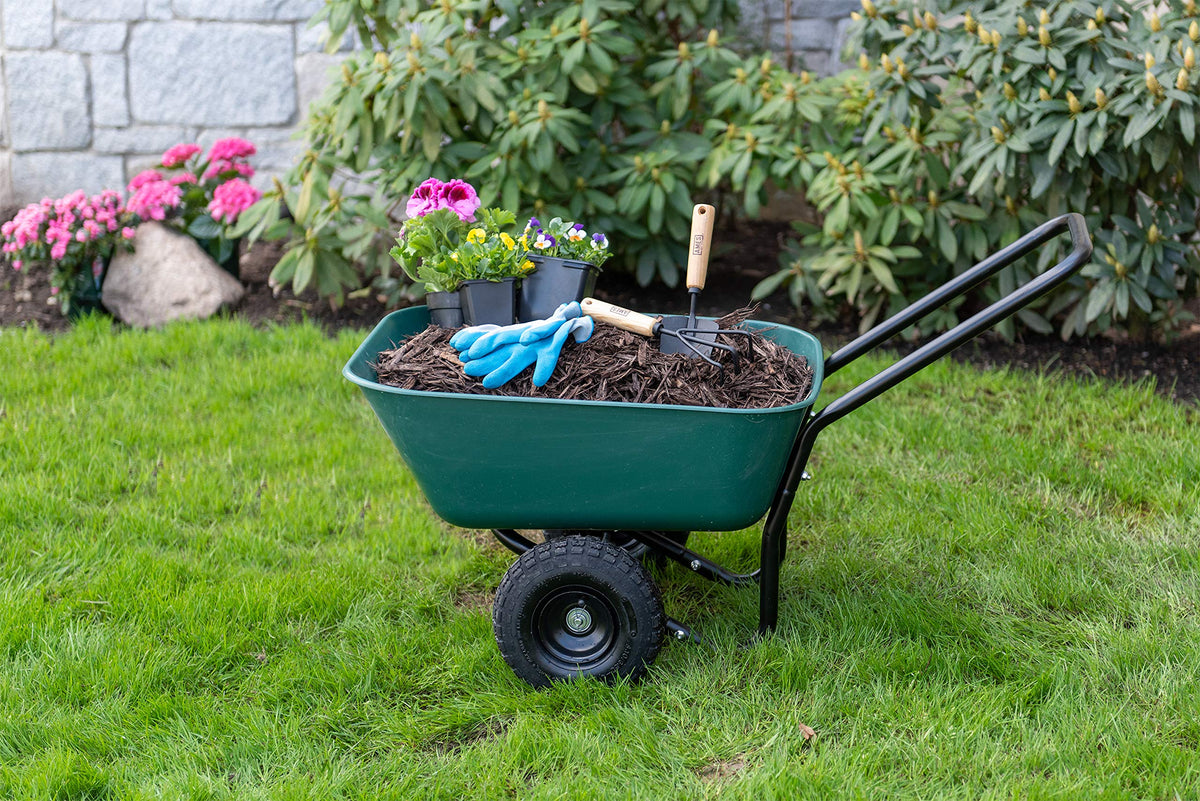 Garden Star 70019 Garden Barrow Dual-Wheel Residential Wheelbarrow Garden Cart
