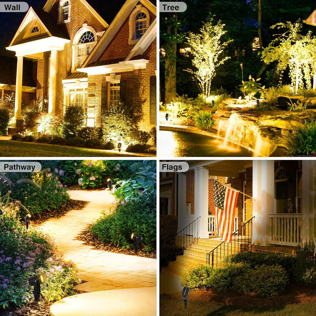 Solar Spot Lights Outdoor, Solar Landscape Spotlights IP65 Waterproof 9.8ft Cable, Auto On/Off