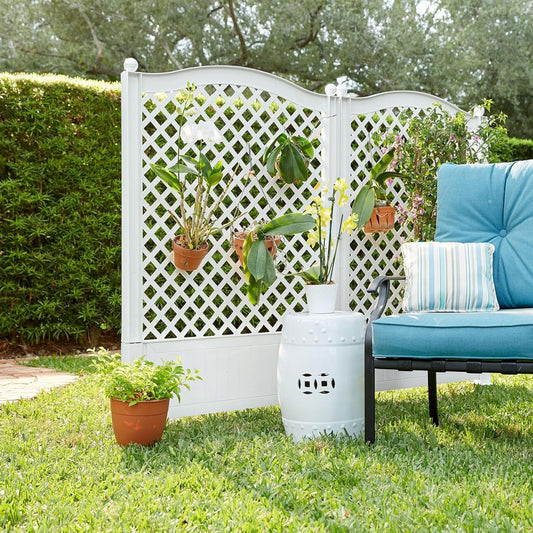 BrylaneHome Outdoor Weatherproof Polypropylene Set of 2 Trellis Fence for Climbing Plants Garden