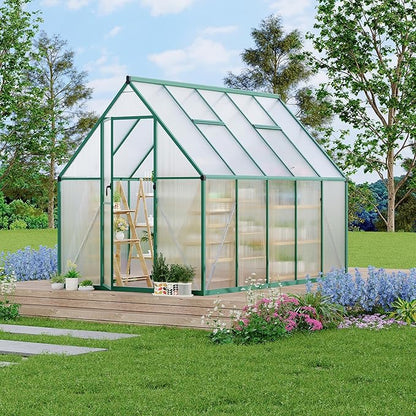 6'X9' Aluminum-Framed Polycarbonate Greenhouse, Heavy Duty Polycarbonate Greenhouse with Quick