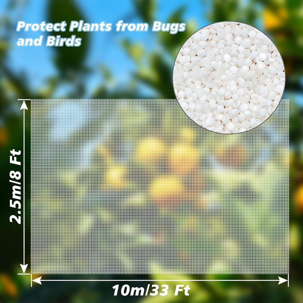 Garden Netting,8x33Ft Mosquito Insect Birds Animals Barrier Protection Net Ultra Fine Garden Mesh