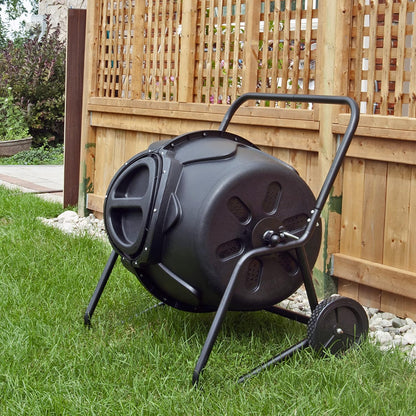 Koolscapes Wheeled Tumbling Composter – 50-Gallon Portable Eco-Friendly Rotating Bin BPA-Free