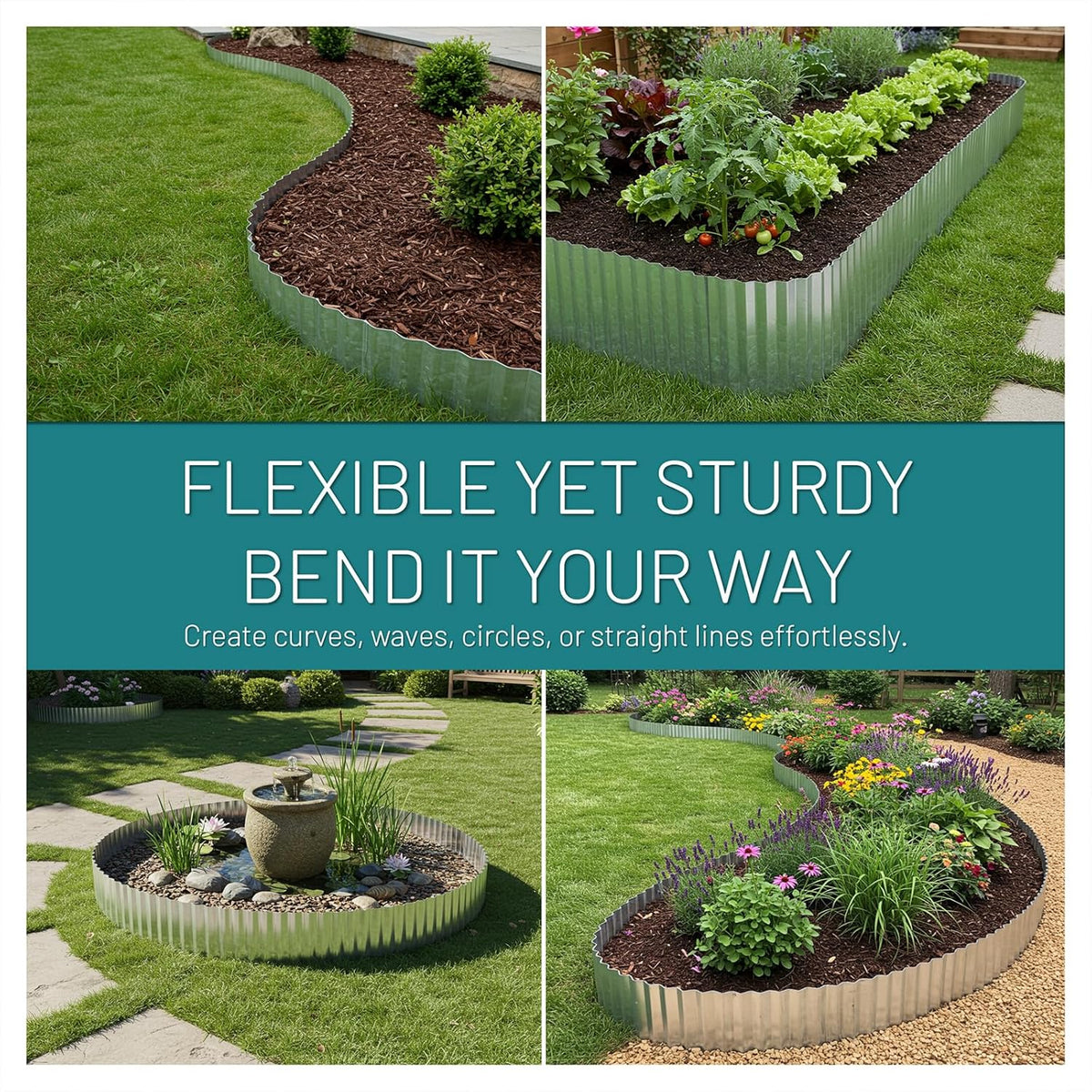 50FT Galvanized Steel Corrugated Metal Landscape Edging – Flexible & Rustproof Garden Edging