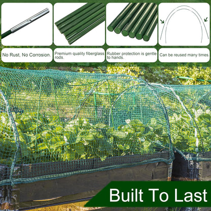 PHYEX Garden Hoops Greenhouse Hoops for Row Covers & Raised Beds, Rust-Free Fiberglass Frame, DIY