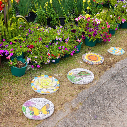 Succulent Pattern Cement Stepping Stones Outdoor - Stepping Stones Pavers for Outside Walkway