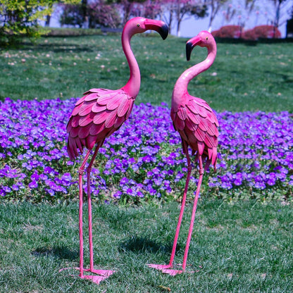 YOUKI Metal Yard Art Flamingo Decor Pink Flamingos for Yard Garden Statues Red Flamingo Yard Art