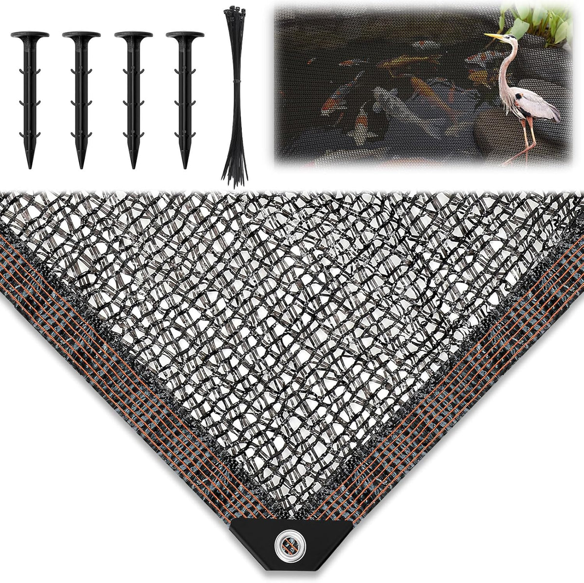 Koi Pond Netting Kit 15 x 20ft, Heavy-Duty Pe, Bird Deer Fence Netting, Durable Net Cover for