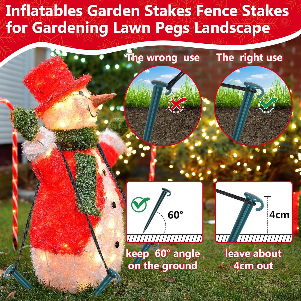Vicenpal 24 Pcs 7 Inch Plastic Yard Stakes Inflatables Heavy Duty Plastic Garden Stakes for Tent