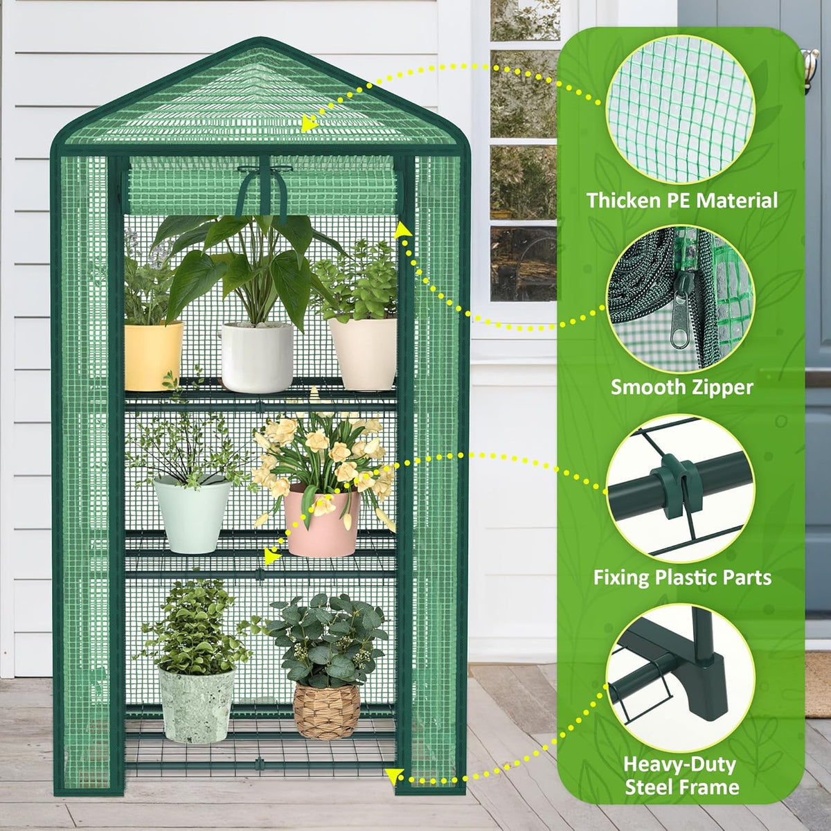 3-Tier Greenhouse for Indoor and Outdoor Use, 4ft Tall Portable Mini Green House with Shelves